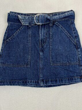 Aeropostale Denim Mini Skirt Size 000 High Rise O-Ring Belt 2010s
